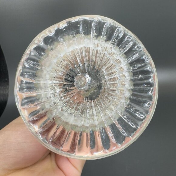 Mid Century Clear Art Glass Swung Vase Vessel Jack In The Pulpit With Bubbles - Picture 5 of 15